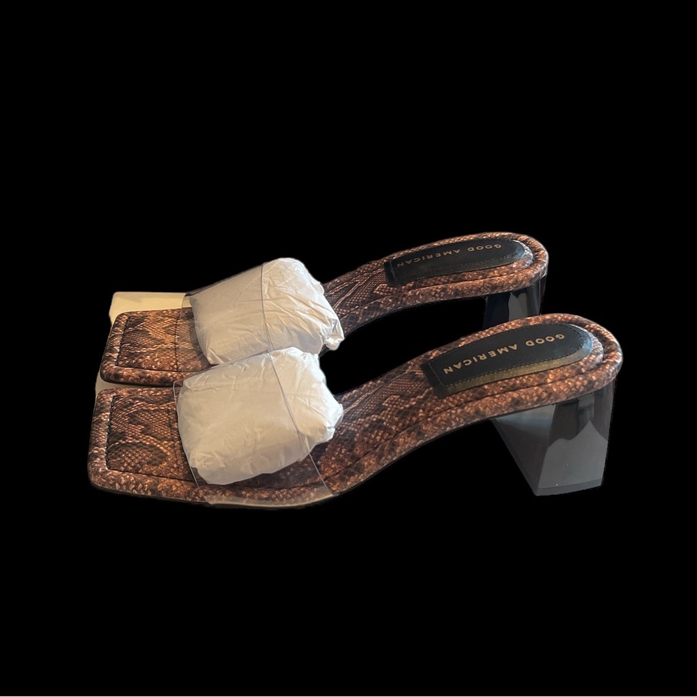 Nib Good American Block Heel Slide Sandal 8.5 - image 3